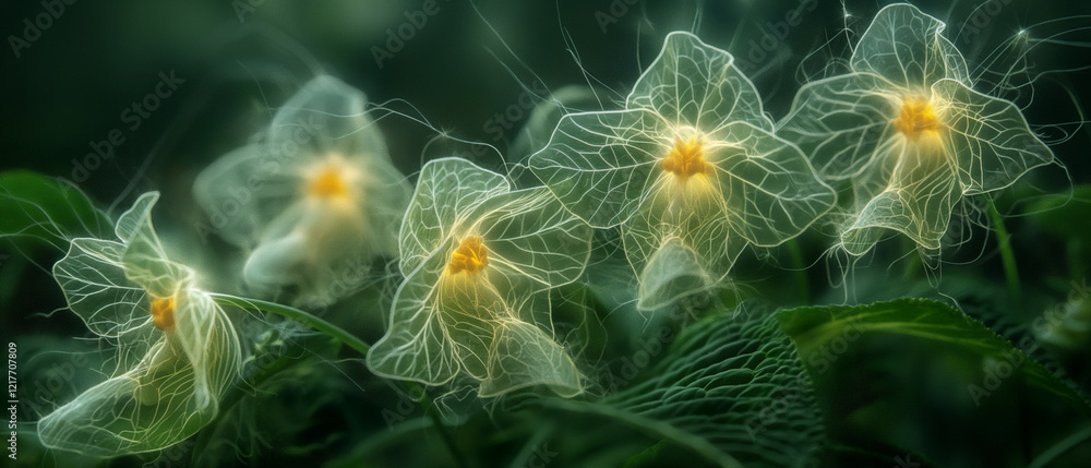 Fantasy plants with translucent petals and glow. D_004 Fantasy plants with translucent petals and glow. D_004