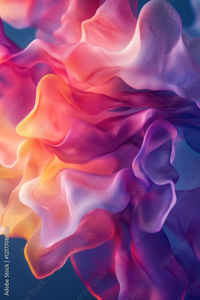 Obraz premium Abstract colorful fabric swirl, dark background, design element