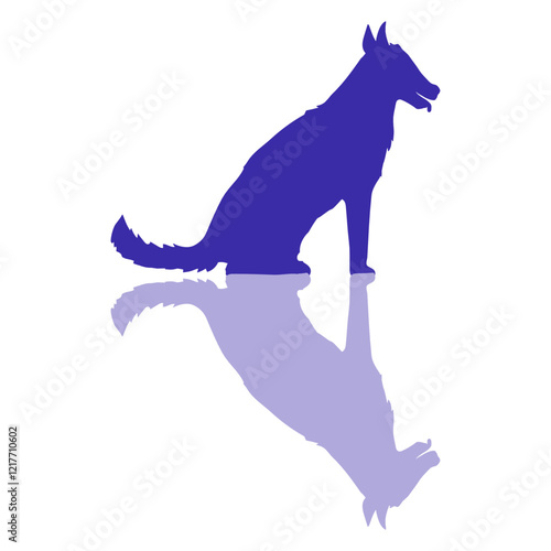 Dog Mirrored Shadow Water Reflection Cool Art Fun Design Lover Art Vector Illustration Card T-Shirt Poster Sticker Graphic Print Decorative Drawing Isolated Logo Decoration Symbol Creative Cool Style
