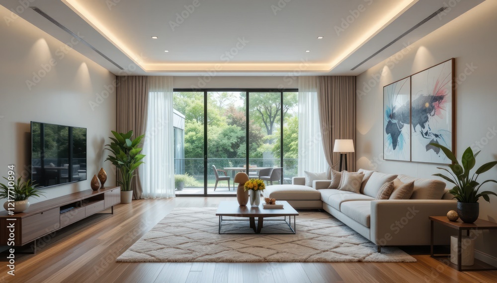 Modern Living Room Design with Comfortable Sofa and Stylish Furniture Modern Living Room Design with Comfortable Sofa and Stylish Furniture