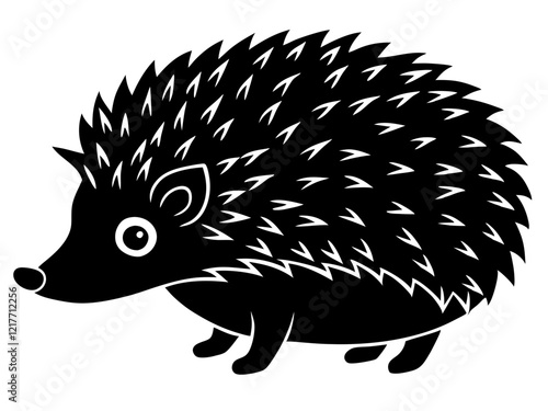 hedgehog black silhouette vector, Simple silhouette Design vector icon with white background. Wild Animal Vector.	