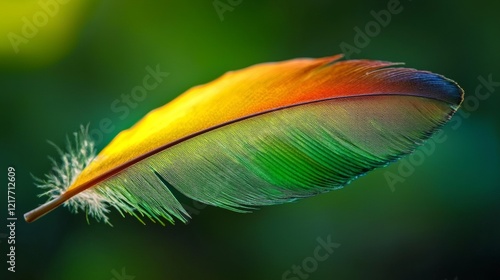 Soft Focus Closeup of a Feather Representing Lightness and Grace, ideal for themes of serenity and freedom photo