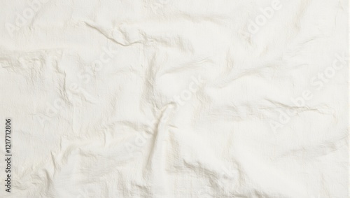 Rustic light beige muslin fabric with crinkled texture photo