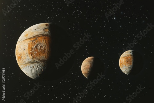 Exploring distant planets and their moons in a stunning cosmic landscape