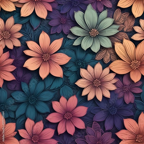 Abstract textured gradients with engraved floral