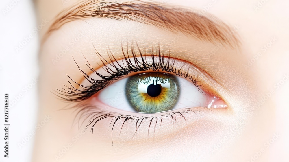 Fototapeta premium Dramatic eyelashes, closeup of woman eye with long, lush lashes 