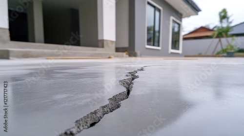 Cracked Concrete Slab: Foundation Damage at New House