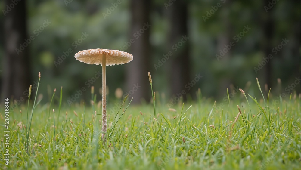 Graceful Marasmius oreades mushroom in serene meadow Graceful Marasmius oreades mushroom in serene meadow