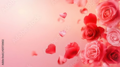 Romantic Rose Petals and Hearts: A Valentine's Day Dream