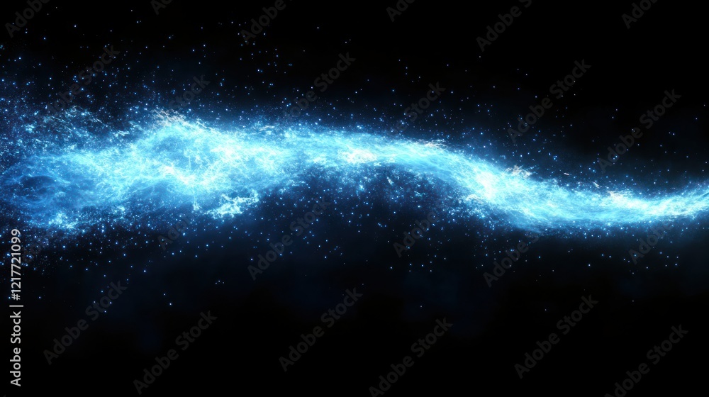 Fototapeta premium Blue energy stream, cosmic background, digital art, website design