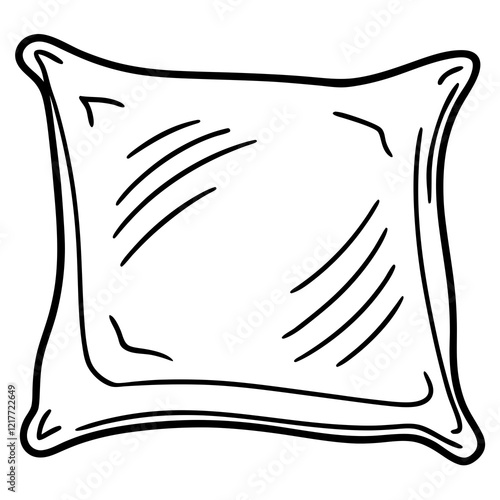 Pillow black and while line art  vector, Simple outline Design vector icon with white background.