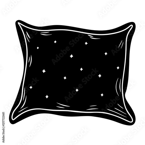 Pillow black silhouette vector, Simple silhouette Design vector icon with white background.