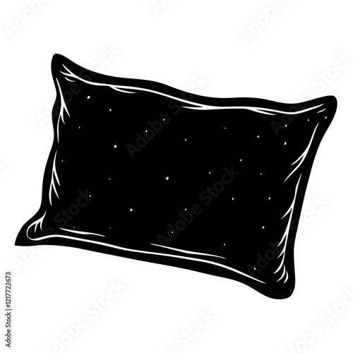 Pillow black silhouette vector, Simple silhouette Design vector icon with white background.