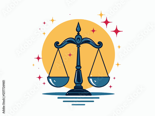 Vector legal justice scale icon, concept logo, classic illustration, full-color.