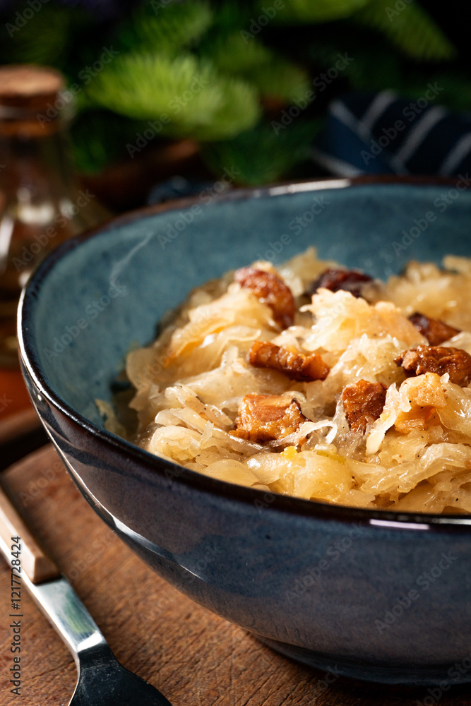 Stewed sauerkraut with cracklings. Stewed sauerkraut with cracklings.