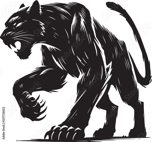 Black panther on white background
