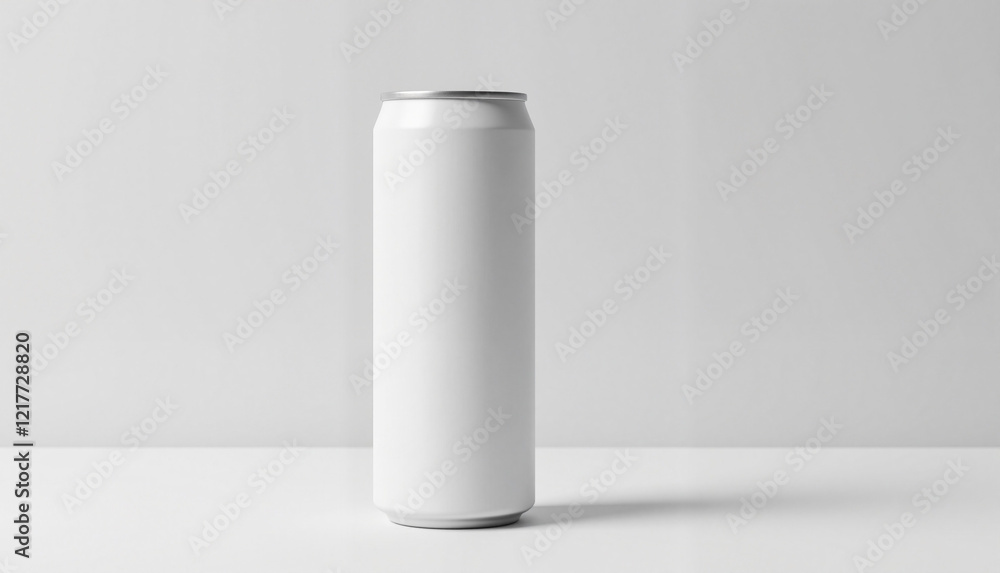 Empty white can on a plain background, can mockup Empty white can on a plain background, can mockup