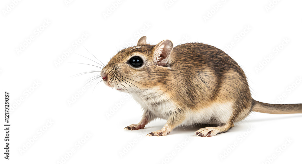Adorable Mongolian Gerbil Posing Against White Background Adorable Mongolian Gerbil Posing Against White Background