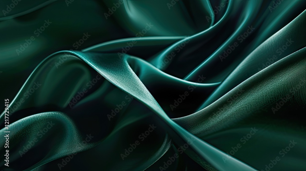 Obraz premium a dark green velvet ribbon in the shape of an abstract sculpture 