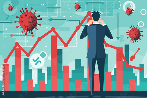 Businessman Analyzing Coronavirus Economic Impact on Falling Graph