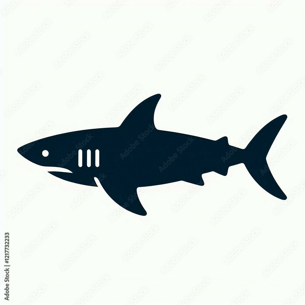 Naklejka premium Shark silhouette on white background