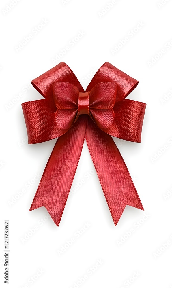 Red decorative bow with textured ribbon, perfect for gifts and celebrations. Red decorative bow with textured ribbon, perfect for gifts and celebrations.