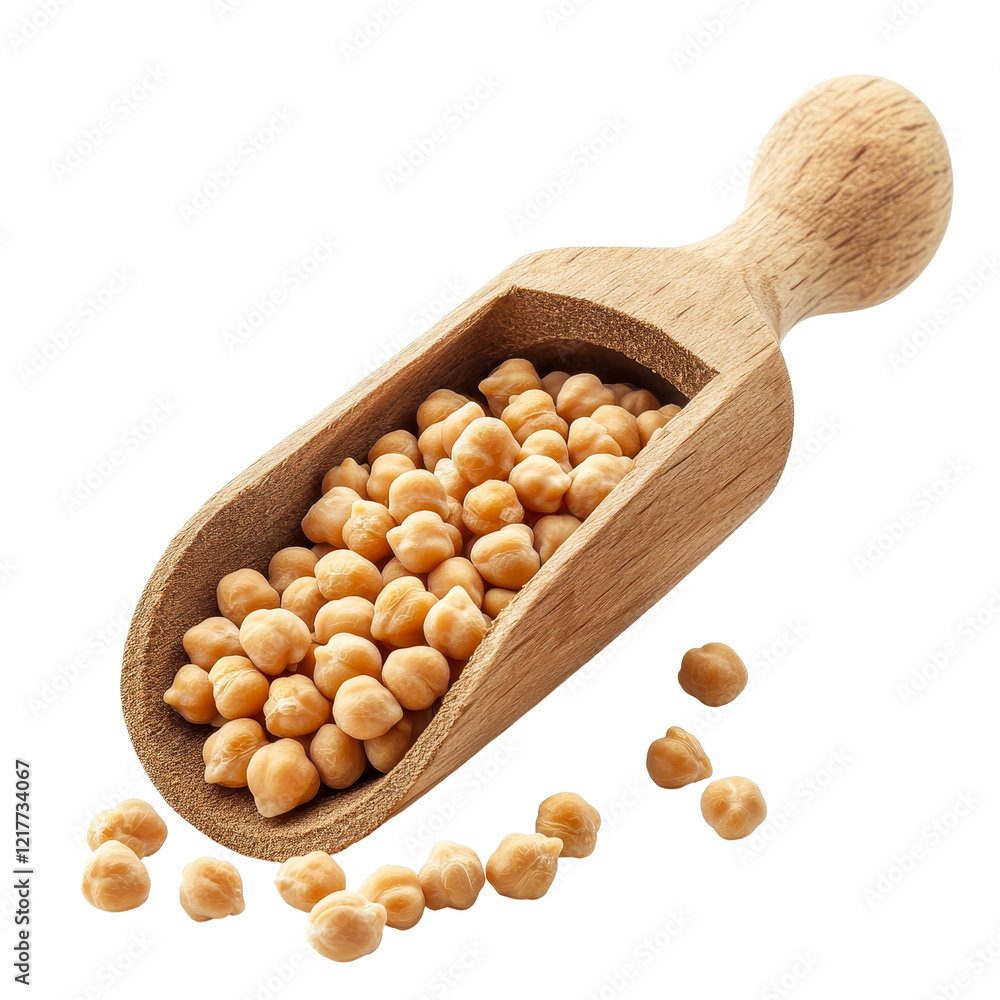 Chickpeas in a wooden scoop isolated on a transparent background featuring a natural tone, Chickpeas in wood scoop isolated on transparent background Chickpeas in a wooden scoop isolated on a transparent background featuring a natural tone, Chickpeas in wood scoop isolated on transparent background
