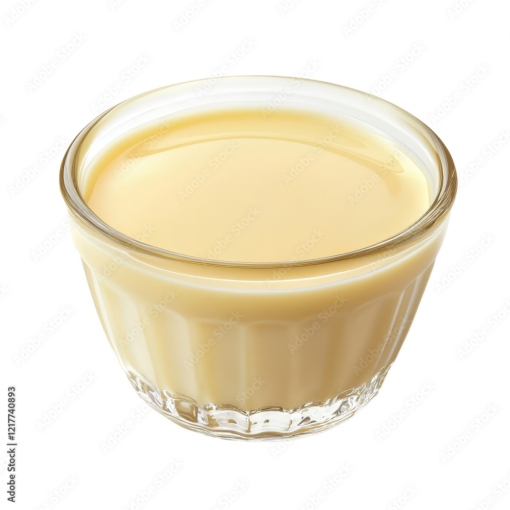 Deliciously smooth condensed milk in a glass bowl, captured in a simple setting against a clean transparent background, Condensed milk isolated on transparent background Stock Photo Deliciously smooth condensed milk in a glass bowl, captured in a simple setting against a clean transparent background, Condensed milk isolated on transparent background Stock Photo