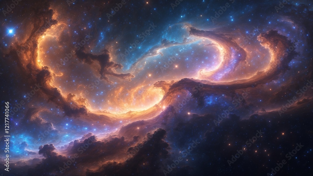 Ethereal cosmic nebula with vivid colors and starlight Ethereal cosmic nebula with vivid colors and starlight