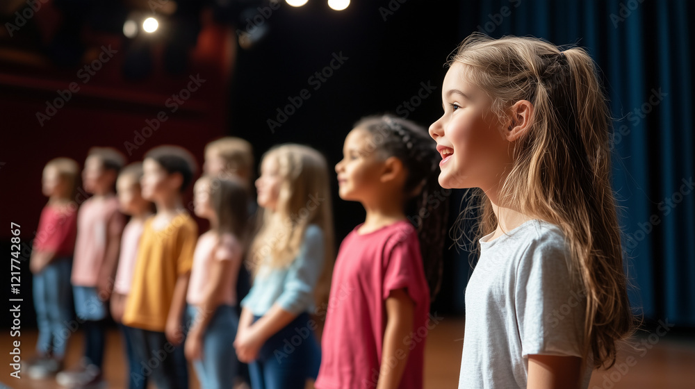 Fototapeta premium Youth and Children Performing on a Theater Stage