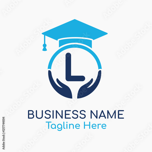 Initial A Education Logo with Graduation Logo. School Education Care and Hand Logo Concept. Student Help Logo Design Vector