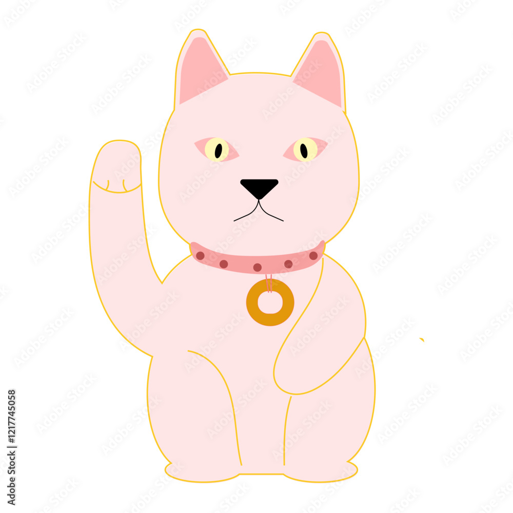 Asian symbol cat for lucky isolated, flat style, Asian symbol cat for lucky isolated, flat style,