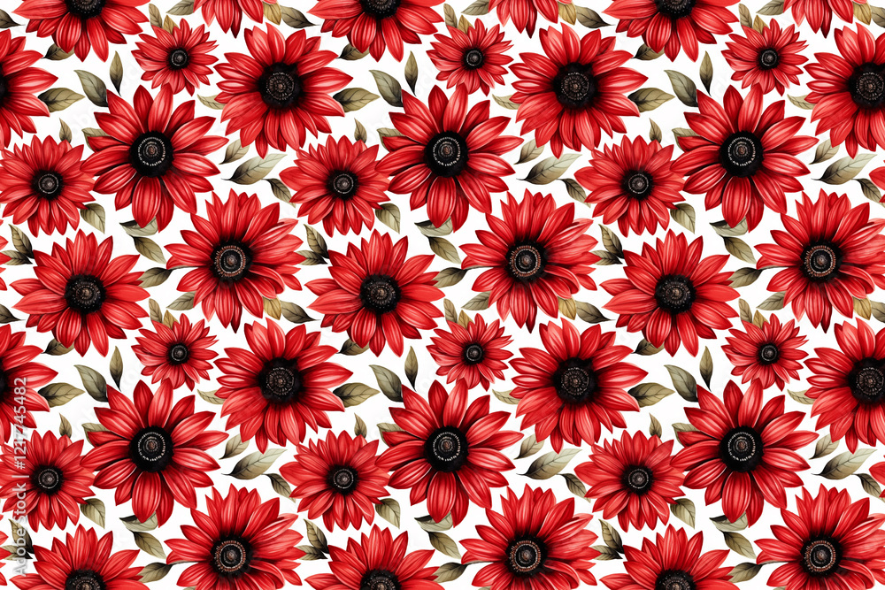 Seamless sunflower flowers red and black background pattern wallpaper Seamless sunflower flowers red and black background pattern wallpaper