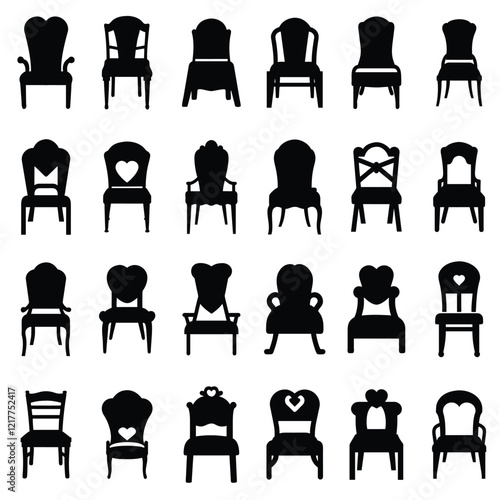 A set of wedding chair vector silhouette