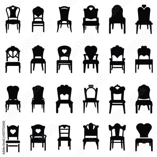 A set of wedding chair vector silhouette