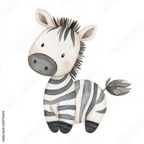 Cute Zebra Watercolor illustration photo