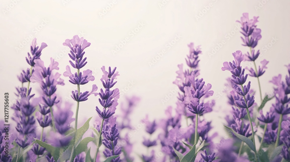 Naklejka premium Vibrant lavender flowers in full bloom, creating a serene and calming atmosphere.