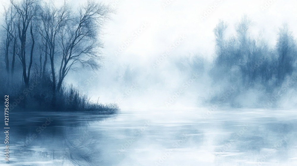 Obraz premium Soft Winter Textures on Frozen Lake with Blurred Effect