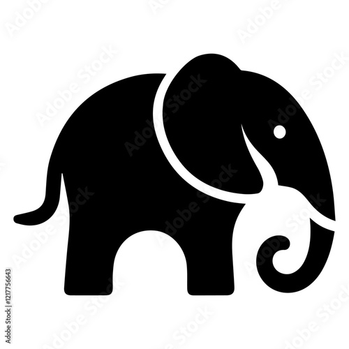 Black and white vector elephant logo on a white background.