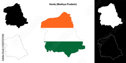 Harda district (Madhya Pradesh) outline map set