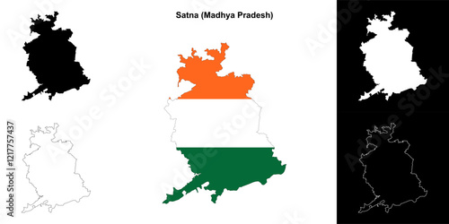 Satna district (Madhya Pradesh) outline map set