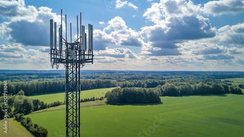 Telecommunication tower providing wireless network coverage in rural landscape
