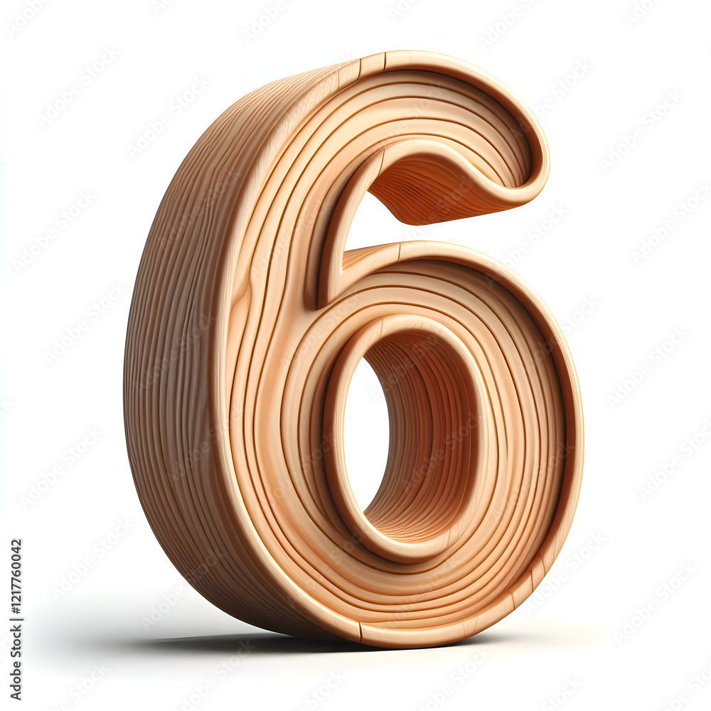 d wooden 6 number isolated on white background d wooden 6 number isolated on white background