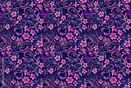 Seamless batik purple and pink pattern