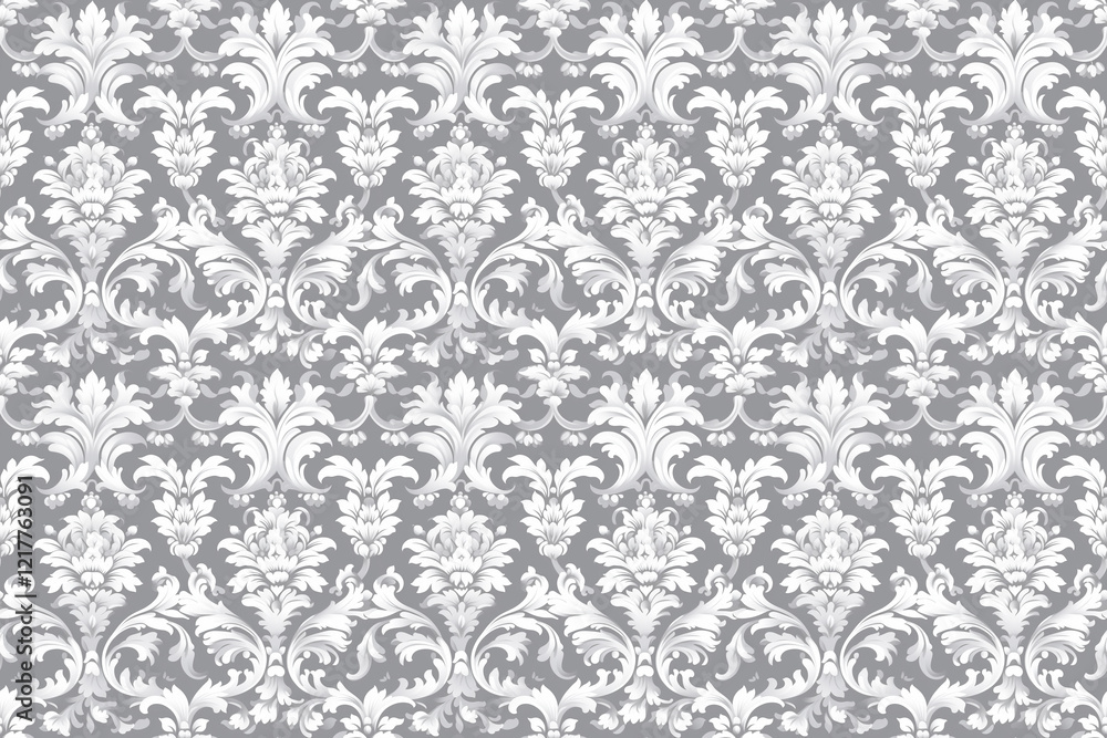 Seamless gray and white brocade style pattern Seamless gray and white brocade style pattern