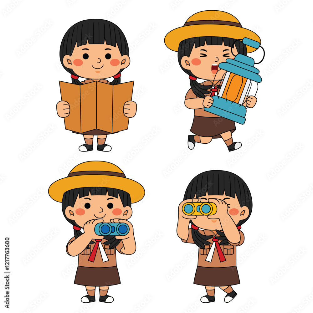 Kids Scout Student Activity Vector Illustration Kids Scout Student Activity Vector Illustration