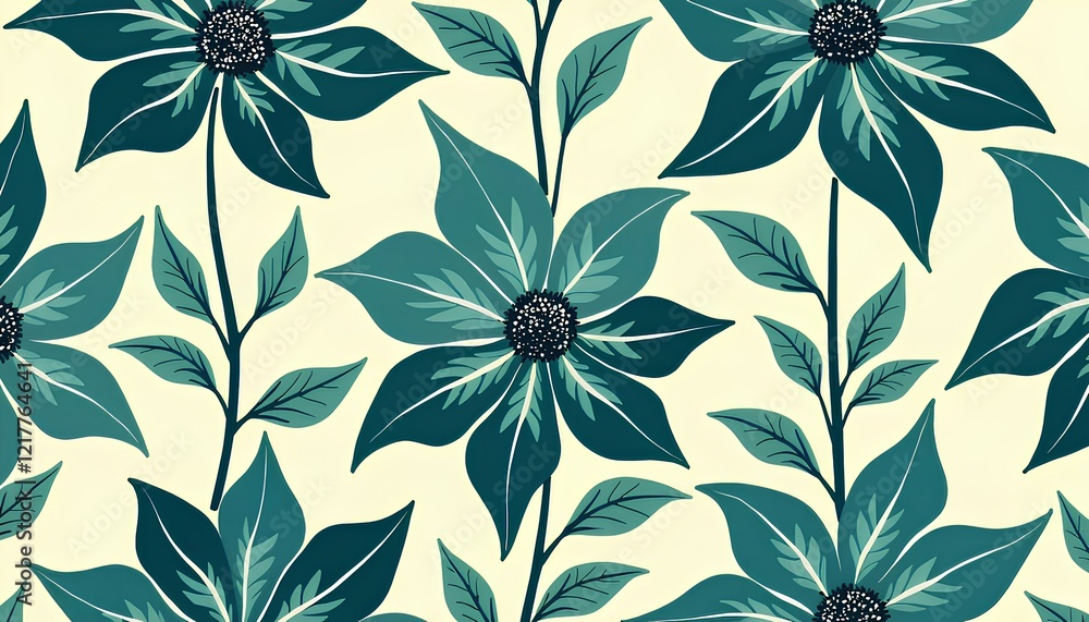 Seamless pattern with flowers and leaves. Floral background. Seamless pattern with flowers and leaves. Floral background.