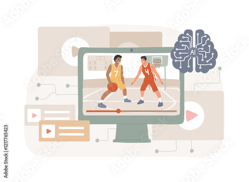 AI-Enhanced Sports Broadcasting abstract concept vector illustration.