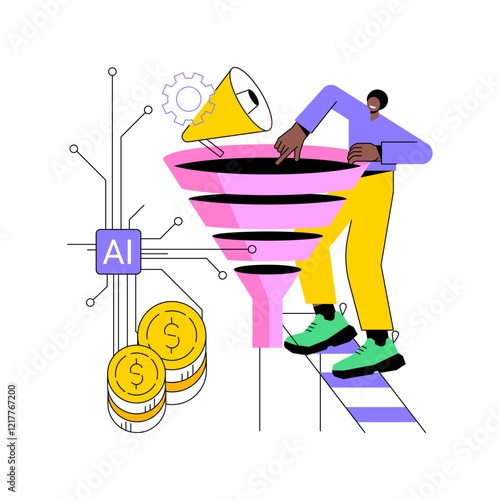 AI-Powered Sales Pipeline Management abstract concept vector illustration.