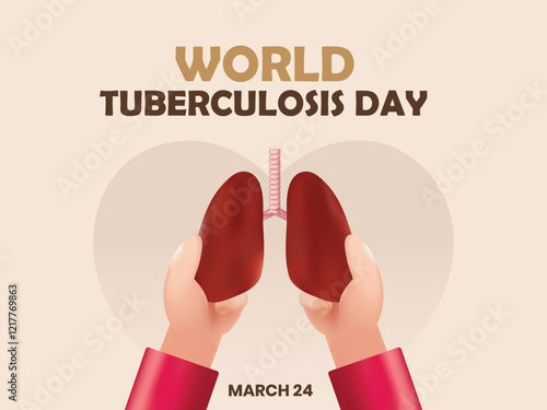 World Tuberculosis Day on March 24 Illustration with Pictures of the Lungs and Organ Inspection in Flat Cartoon Hand